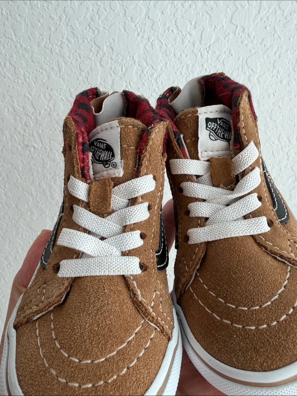 Baby Vans Sk8-Hi Plaid Brown & Black Skate Shoes